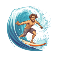 surfer surfing on the ocean wave on transparent background png (2)